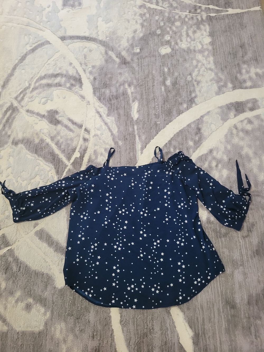 Ricki's Navy Star-Print Cold-Shoulder Blouse Size 16